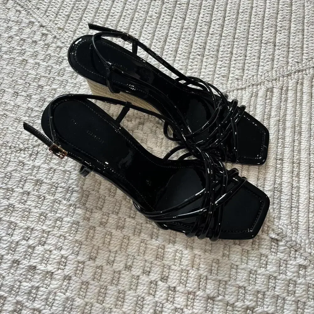Tory Burch Multi Strap 75MM Wedge Sandals in Black